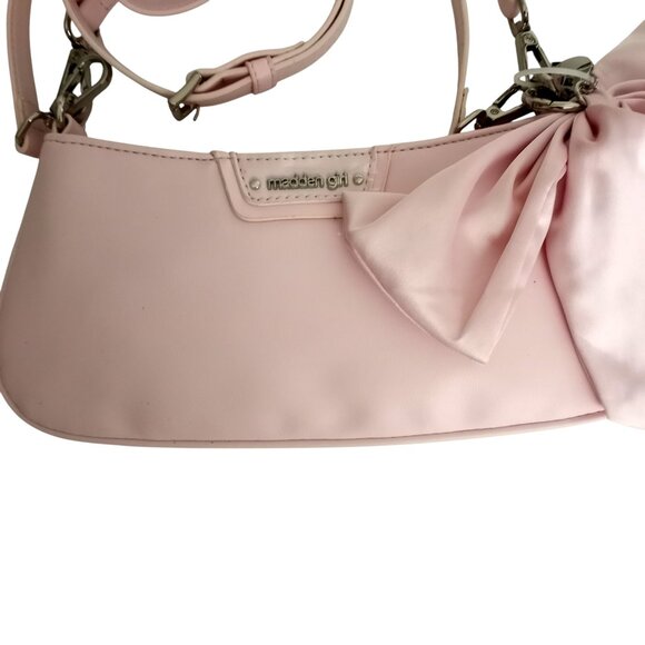 Madden Girl Pink Vegan Leather Crossbody Shoulder Bag w Bow Hair Clip - Picture 2 of 8